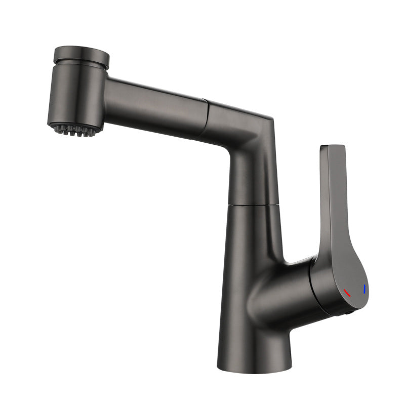 Modern Pull-out Faucet Single Lever Handle Faucet for Bathroom Clearhalo 'Bathroom Remodel & Bathroom Fixtures' 'Bathroom Sink Faucets' 'Bathroom Sinks & Faucet Components' 'bathroom_sink_faucets' 'Home Improvement' 'home_improvement' 'home_improvement_bathroom_sink_faucets' 6585147