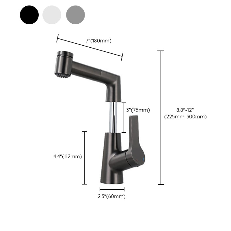 Modern Pull-out Faucet Single Lever Handle Faucet for Bathroom Clearhalo 'Bathroom Remodel & Bathroom Fixtures' 'Bathroom Sink Faucets' 'Bathroom Sinks & Faucet Components' 'bathroom_sink_faucets' 'Home Improvement' 'home_improvement' 'home_improvement_bathroom_sink_faucets' 6585158