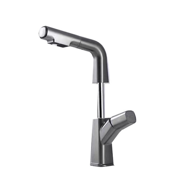 Vessel Sink Faucet Pull-out Bathroom Faucet with Single Knob Handle Gris Humo Clearhalo 'bathroom_sink_faucets' 'Conjunta de Baño y Conjunta de Grifo' 'Coronamiento de Baño y Dispositivo de Baño' 'Grifo del lavabo del baño' 'Hogar' 'home_improvement' 'home_improvement_bathroom_sink_faucets' 'Mejoras para el hogar' 6585165