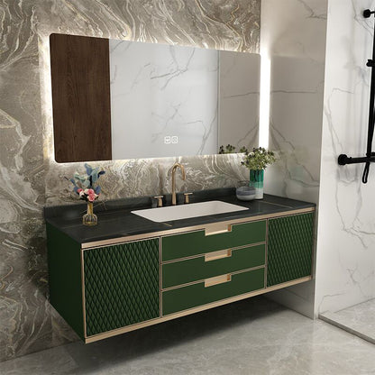 Gorgeous Green Sink Vanity Wall Mount Wooden Bathroom Vanity with Drawers Vanity & Faucet & Mirrors Clearhalo 'Bathroom Remodel & Bathroom Fixtures' 'Bathroom Vanities' 'bathroom_vanities' 'Home Improvement' 'home_improvement' 'home_improvement_bathroom_vanities' 6585472