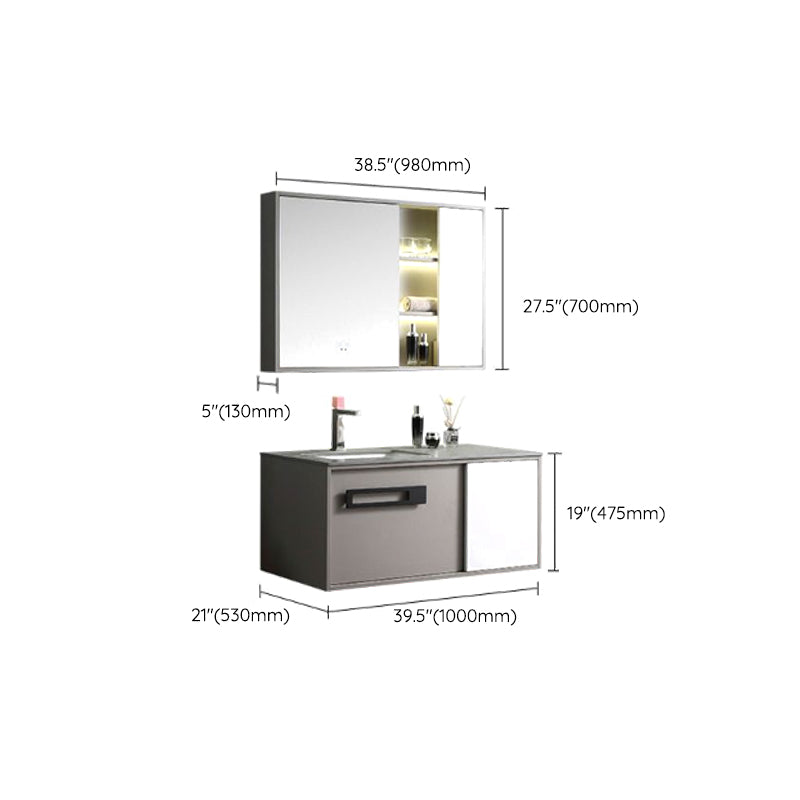 Gorgeous Vanity Sink Wooden Wall-Mounted Standard Vanity Cabinet with Mirror Cabinet Clearhalo 'Bathroom Remodel & Bathroom Fixtures' 'Bathroom Vanities' 'bathroom_vanities' 'Home Improvement' 'home_improvement' 'home_improvement_bathroom_vanities' 6585515