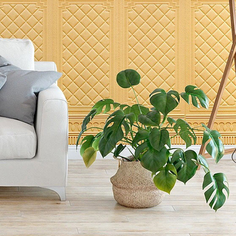 Contemporary Wall Plank 3D Print Bathroom Living Room Wall Panels Set of 10 Gold 100-Piece Set Clearhalo 'Flooring 'Home Improvement' 'home_improvement' 'home_improvement_wall_paneling' 'Wall Paneling' 'wall_paneling' 'Walls & Ceilings' Walls and Ceiling' 6585711