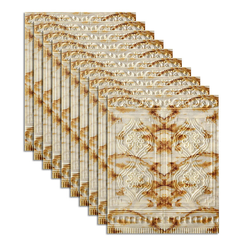 Contemporary Wall Plank 3D Print Bathroom Living Room Wall Panels Set of 10 White-Gold Clearhalo 'Flooring 'Home Improvement' 'home_improvement' 'home_improvement_wall_paneling' 'Wall Paneling' 'wall_paneling' 'Walls & Ceilings' Walls and Ceiling' 6585716