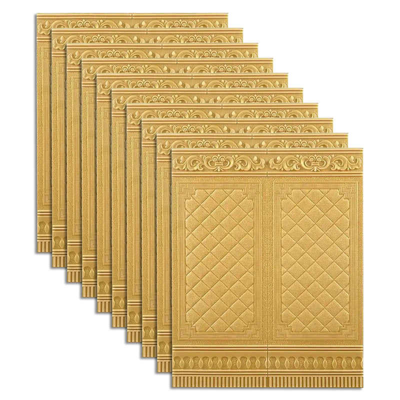 Contemporary Wall Plank 3D Print Bathroom Living Room Wall Panels Set of 10 Gold Clearhalo 'Flooring 'Home Improvement' 'home_improvement' 'home_improvement_wall_paneling' 'Wall Paneling' 'wall_paneling' 'Walls & Ceilings' Walls and Ceiling' 6585721
