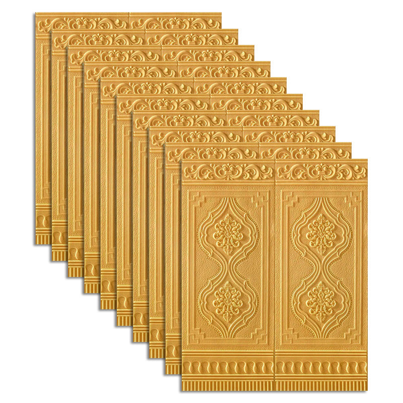 Contemporary Wall Plank 3D Print Bathroom Living Room Wall Panels Set of 10 Golden Clearhalo 'Flooring 'Home Improvement' 'home_improvement' 'home_improvement_wall_paneling' 'Wall Paneling' 'wall_paneling' 'Walls & Ceilings' Walls and Ceiling' 6585727