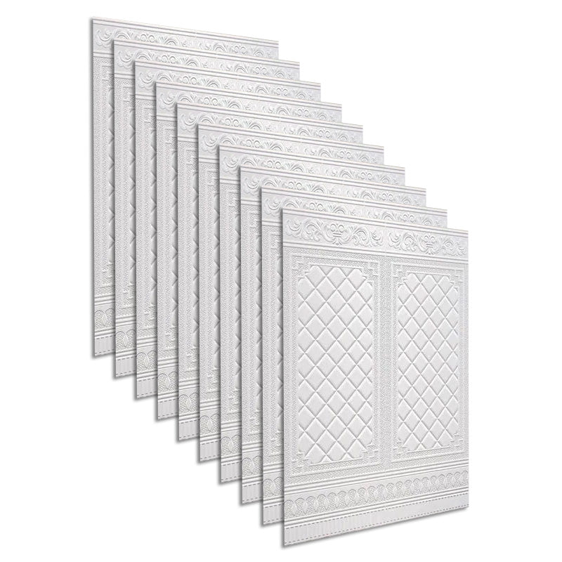 Contemporary Wall Plank 3D Print Bathroom Living Room Wall Panels Set of 10 White Clearhalo 'Flooring 'Home Improvement' 'home_improvement' 'home_improvement_wall_paneling' 'Wall Paneling' 'wall_paneling' 'Walls & Ceilings' Walls and Ceiling' 6585729