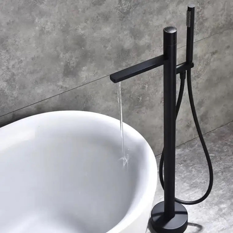 Floor Mounted Metal Freestanding Tub Filler Single Handle Freestanding Tub Filler Trim Clearhalo 'Bathroom Remodel & Bathroom Fixtures' 'Bathtub Faucets' 'bathtub_faucets' 'Home Improvement' 'home_improvement' 'home_improvement_bathtub_faucets' 6585913