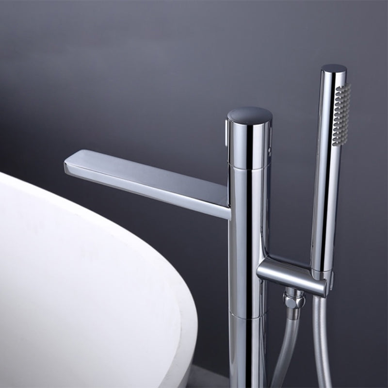 Floor Mounted Metal Freestanding Tub Filler Single Handle Freestanding Tub Filler Trim Clearhalo 'Bathroom Remodel & Bathroom Fixtures' 'Bathtub Faucets' 'bathtub_faucets' 'Home Improvement' 'home_improvement' 'home_improvement_bathtub_faucets' 6585917