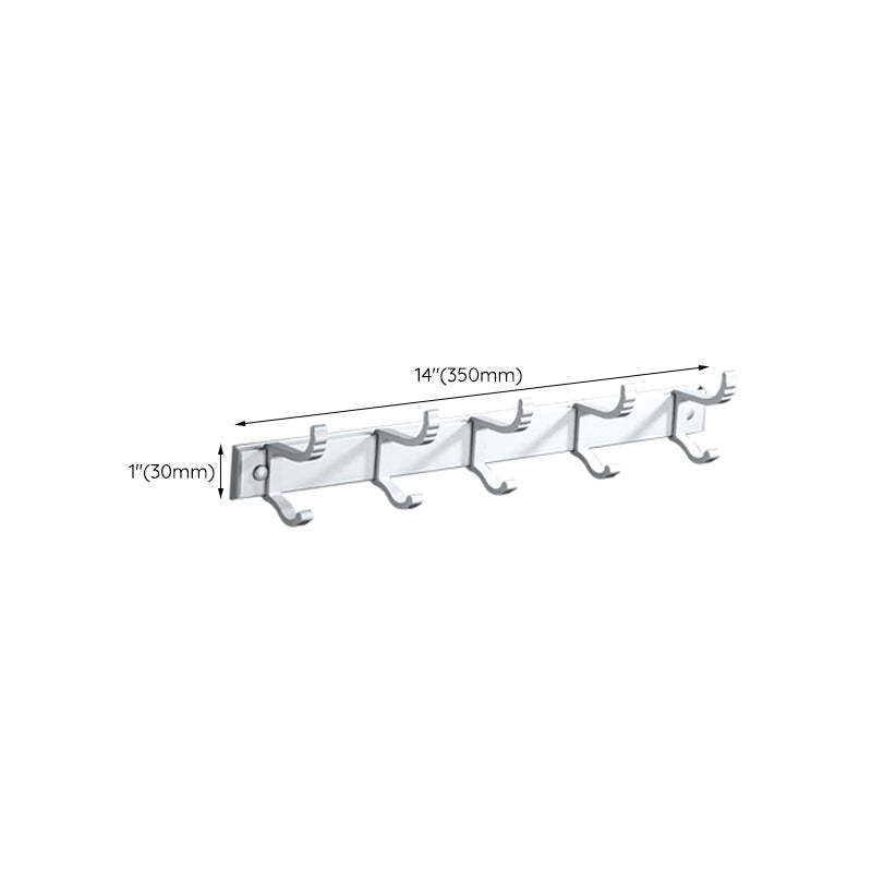 Silver Modern Bathroom Accessory Set with Bath Shelf/Towel Bar & Robe Hooks Clearhalo 'Bathroom Hardware Sets' 'Bathroom Hardware' 'Bathroom Remodel & Bathroom Fixtures' 'bathroom_hardware_sets' 'Home Improvement' 'home_improvement' 'home_improvement_bathroom_hardware_sets' 6587552