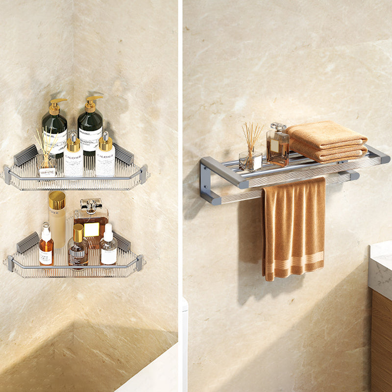 Modern Bath Hardware Set Towel Bar Bath Shelf Grey/Gold Bathroom Hardware Set Grey 3-Piece Set (Triangle Bath Shelf) Clearhalo 'Bathroom Hardware Sets' 'Bathroom Hardware' 'Bathroom Remodel & Bathroom Fixtures' 'bathroom_hardware_sets' 'Home Improvement' 'home_improvement' 'home_improvement_bathroom_hardware_sets' 6587560