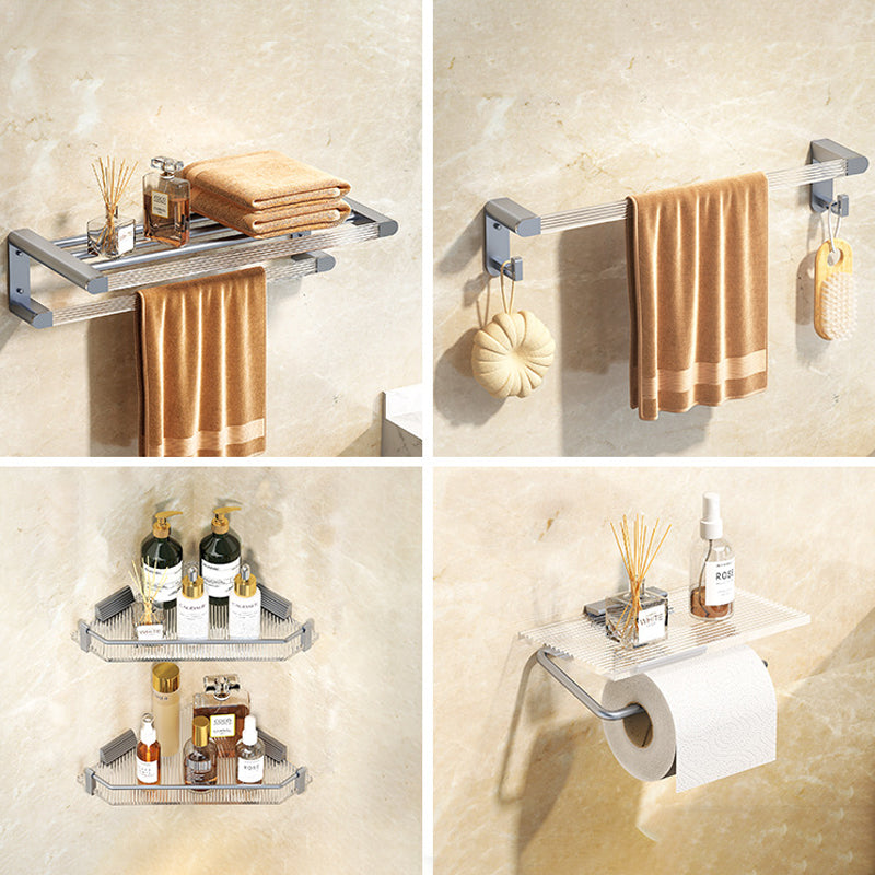 Modern Bath Hardware Set Towel Bar Bath Shelf Grey/Gold Bathroom Hardware Set Grey 5-Piece Set (Triangle Bath Shelf) Clearhalo 'Bathroom Hardware Sets' 'Bathroom Hardware' 'Bathroom Remodel & Bathroom Fixtures' 'bathroom_hardware_sets' 'Home Improvement' 'home_improvement' 'home_improvement_bathroom_hardware_sets' 6587568