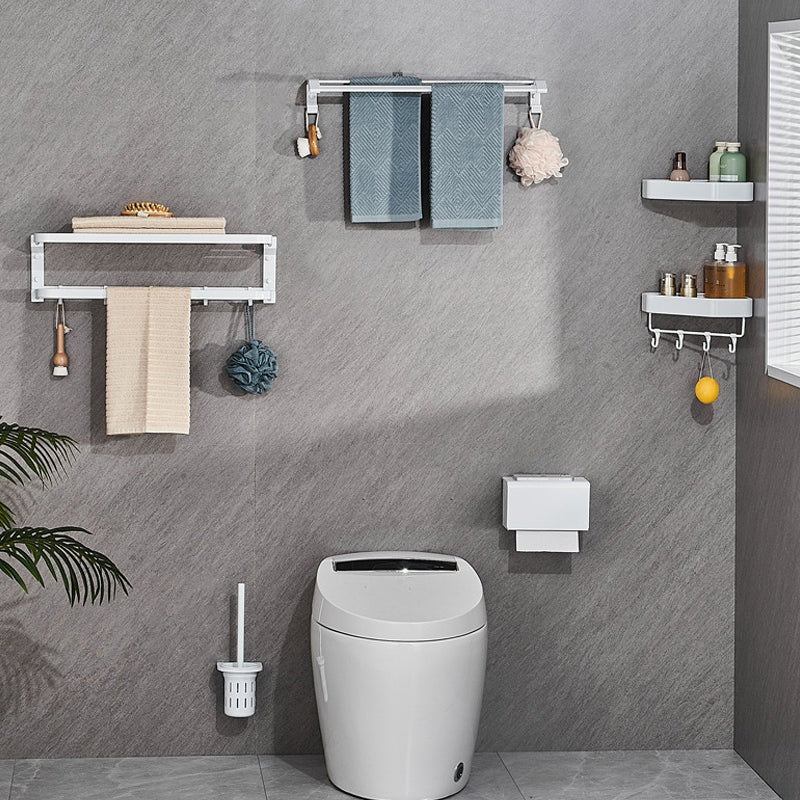 Modern Bathroom Accessory Kit Towel Bar Bath Shelf White Bathroom Accessory Set Clearhalo 'Bathroom Hardware Sets' 'Bathroom Hardware' 'Bathroom Remodel & Bathroom Fixtures' 'bathroom_hardware_sets' 'Home Improvement' 'home_improvement' 'home_improvement_bathroom_hardware_sets' 6587649