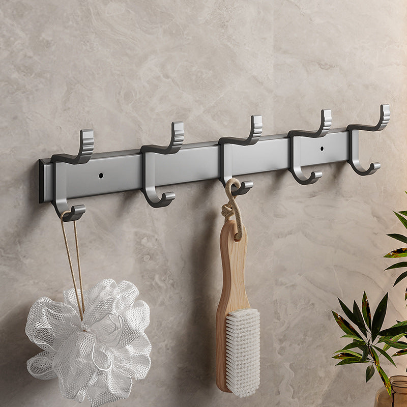 Modern Metal Bathroom Accessory Set Polished Sliver Bath Shelf/Paper Holder/Robe Hooks Towel/Robe Hook (Row Hooks) Clearhalo 'Bathroom Hardware Sets' 'Bathroom Hardware' 'Bathroom Remodel & Bathroom Fixtures' 'bathroom_hardware_sets' 'Home Improvement' 'home_improvement' 'home_improvement_bathroom_hardware_sets' 6587763