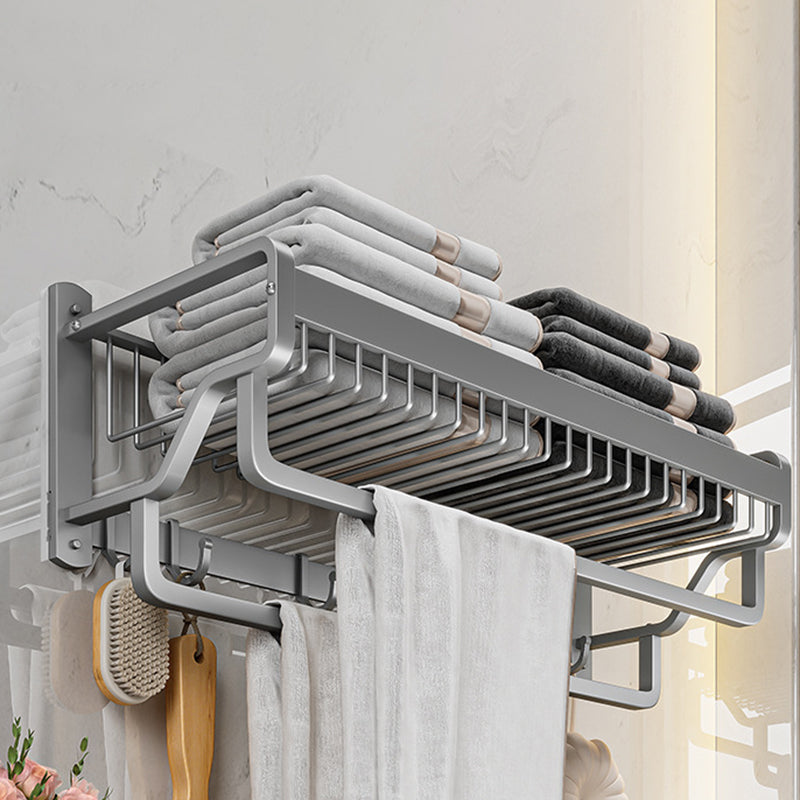 Modern Metal Bathroom Accessory Set Polished Sliver Bath Shelf/Paper Holder/Robe Hooks Clearhalo 'Bathroom Hardware Sets' 'Bathroom Hardware' 'Bathroom Remodel & Bathroom Fixtures' 'bathroom_hardware_sets' 'Home Improvement' 'home_improvement' 'home_improvement_bathroom_hardware_sets' 6587775