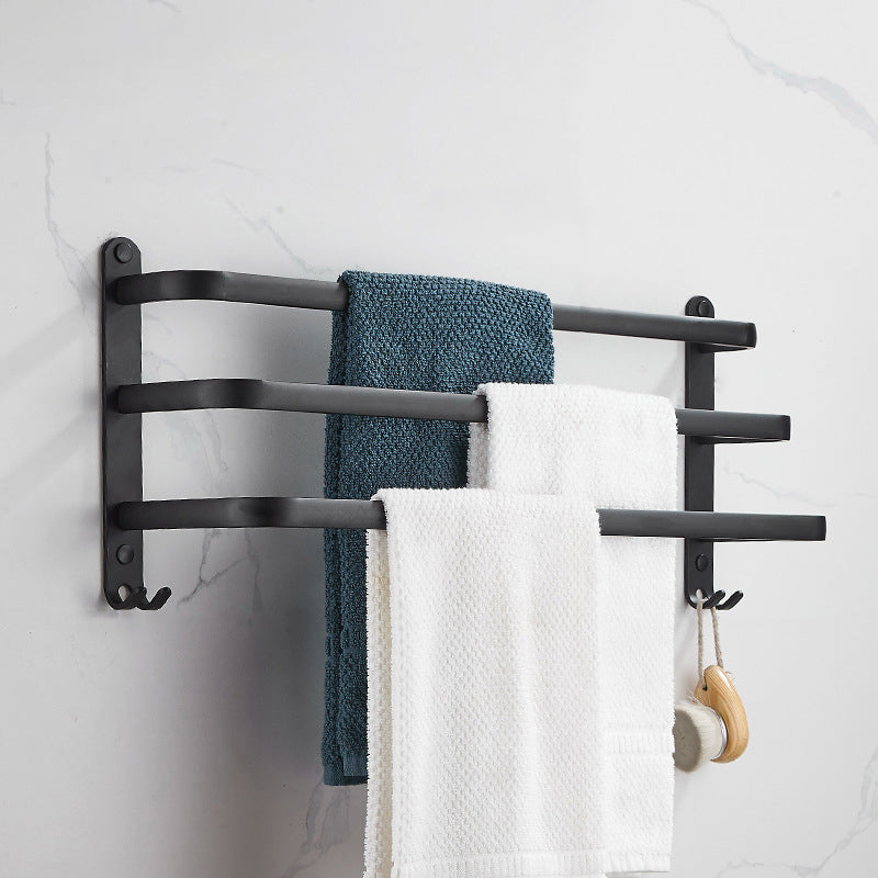 Modern Black Aluminum Bath Hardware Set Towel Bar Bathroom Hardware Clearhalo 'Bathroom Hardware Sets' 'Bathroom Hardware' 'Bathroom Remodel & Bathroom Fixtures' 'bathroom_hardware_sets' 'Home Improvement' 'home_improvement' 'home_improvement_bathroom_hardware_sets' 6587827