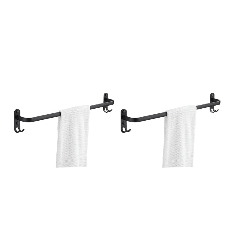 Modern Black Aluminum Bath Hardware Set Towel Bar Bathroom Hardware 2 Piece Set 1 Towel Rail Included Clearhalo 'Bathroom Hardware Sets' 'Bathroom Hardware' 'Bathroom Remodel & Bathroom Fixtures' 'bathroom_hardware_sets' 'Home Improvement' 'home_improvement' 'home_improvement_bathroom_hardware_sets' 6587829