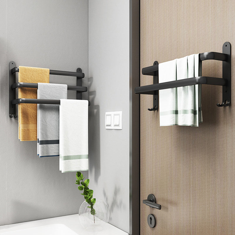 Modern Black Aluminum Bath Hardware Set Towel Bar Bathroom Hardware Clearhalo 'Bathroom Hardware Sets' 'Bathroom Hardware' 'Bathroom Remodel & Bathroom Fixtures' 'bathroom_hardware_sets' 'Home Improvement' 'home_improvement' 'home_improvement_bathroom_hardware_sets' 6587831