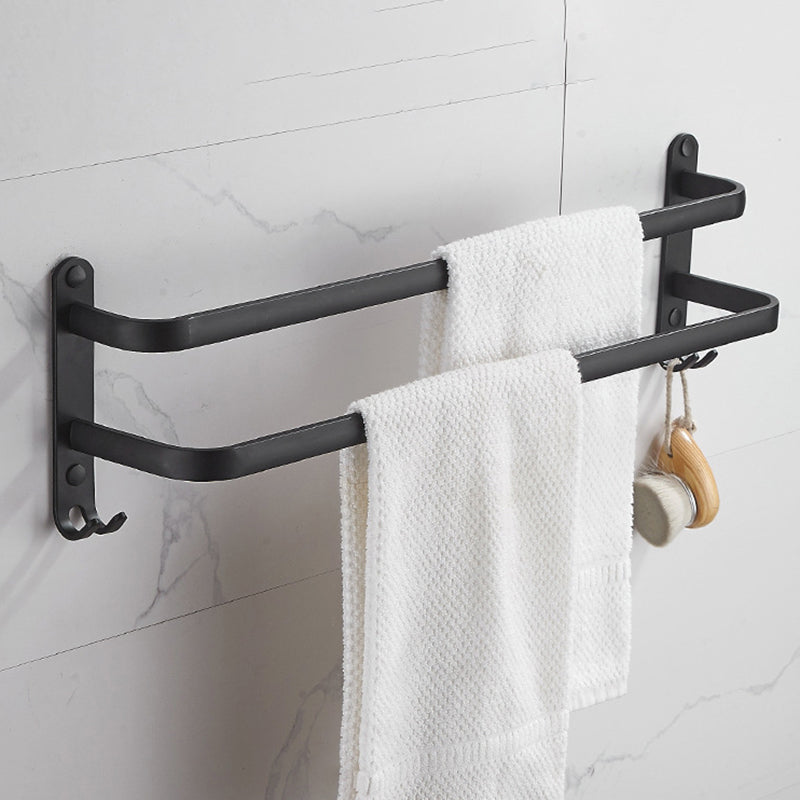 Modern Black Aluminum Bath Hardware Set Towel Bar Bathroom Hardware 1 Piece 2 Towel Rails Included Clearhalo 'Bathroom Hardware Sets' 'Bathroom Hardware' 'Bathroom Remodel & Bathroom Fixtures' 'bathroom_hardware_sets' 'Home Improvement' 'home_improvement' 'home_improvement_bathroom_hardware_sets' 6587832