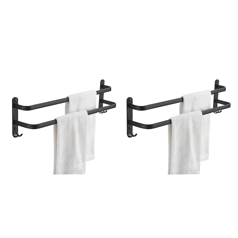 Modern Black Aluminum Bath Hardware Set Towel Bar Bathroom Hardware 2 Piece Set 2 Towel Rails Included Clearhalo 'Bathroom Hardware Sets' 'Bathroom Hardware' 'Bathroom Remodel & Bathroom Fixtures' 'bathroom_hardware_sets' 'Home Improvement' 'home_improvement' 'home_improvement_bathroom_hardware_sets' 6587833