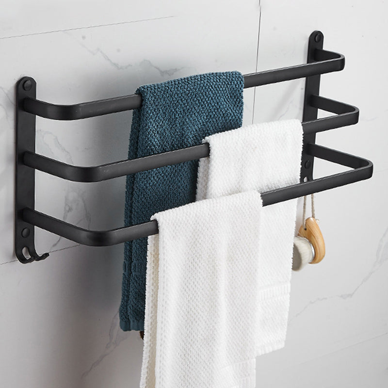 Modern Black Aluminum Bath Hardware Set Towel Bar Bathroom Hardware 1 Piece 3 Towel Rails Included Clearhalo 'Bathroom Hardware Sets' 'Bathroom Hardware' 'Bathroom Remodel & Bathroom Fixtures' 'bathroom_hardware_sets' 'Home Improvement' 'home_improvement' 'home_improvement_bathroom_hardware_sets' 6587836