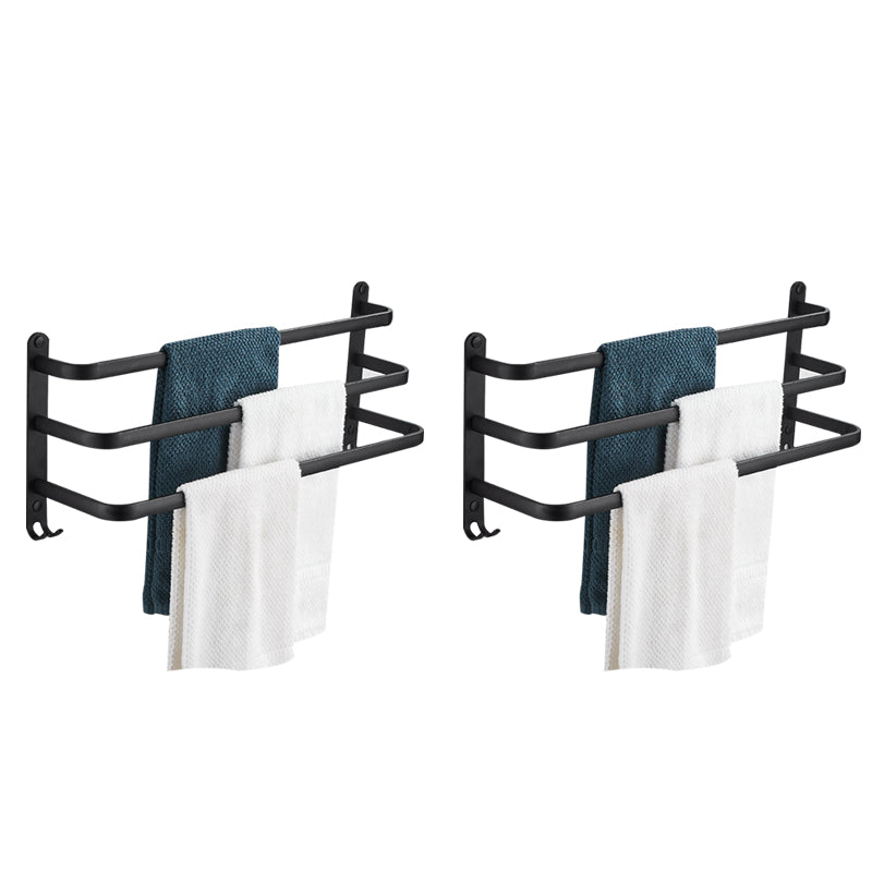 Modern Black Aluminum Bath Hardware Set Towel Bar Bathroom Hardware 2 Piece Set 3 Towel Rails Included Clearhalo 'Bathroom Hardware Sets' 'Bathroom Hardware' 'Bathroom Remodel & Bathroom Fixtures' 'bathroom_hardware_sets' 'Home Improvement' 'home_improvement' 'home_improvement_bathroom_hardware_sets' 6587837