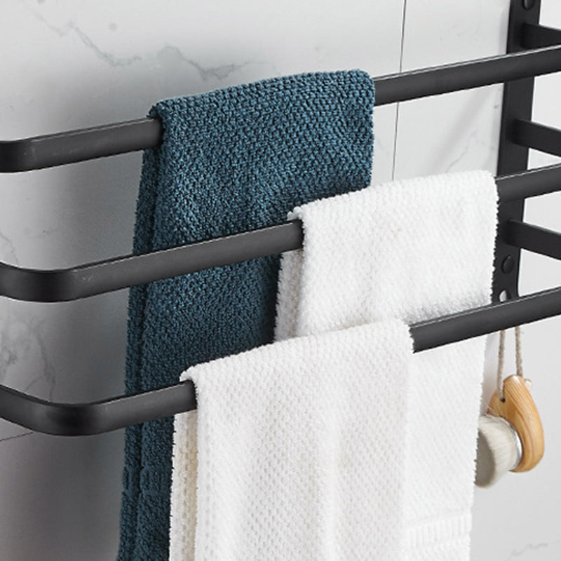 Modern Black Aluminum Bath Hardware Set Towel Bar Bathroom Hardware Clearhalo 'Bathroom Hardware Sets' 'Bathroom Hardware' 'Bathroom Remodel & Bathroom Fixtures' 'bathroom_hardware_sets' 'Home Improvement' 'home_improvement' 'home_improvement_bathroom_hardware_sets' 6587845