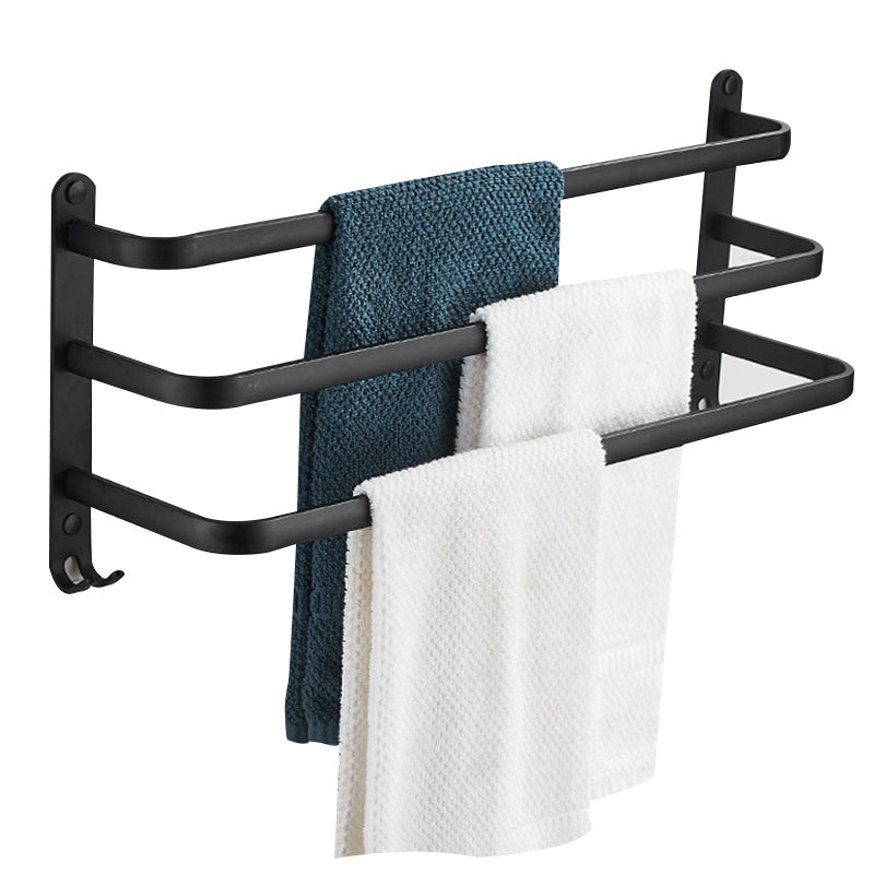 Modern Black Aluminum Bath Hardware Set Towel Bar Bathroom Hardware Clearhalo 'Bathroom Hardware Sets' 'Bathroom Hardware' 'Bathroom Remodel & Bathroom Fixtures' 'bathroom_hardware_sets' 'Home Improvement' 'home_improvement' 'home_improvement_bathroom_hardware_sets' 6587847