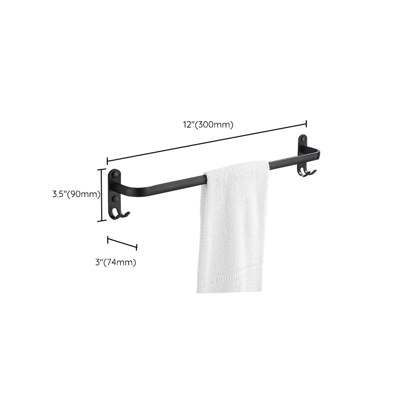 Modern Black Aluminum Bath Hardware Set Towel Bar Bathroom Hardware Clearhalo 'Bathroom Hardware Sets' 'Bathroom Hardware' 'Bathroom Remodel & Bathroom Fixtures' 'bathroom_hardware_sets' 'Home Improvement' 'home_improvement' 'home_improvement_bathroom_hardware_sets' 6587848