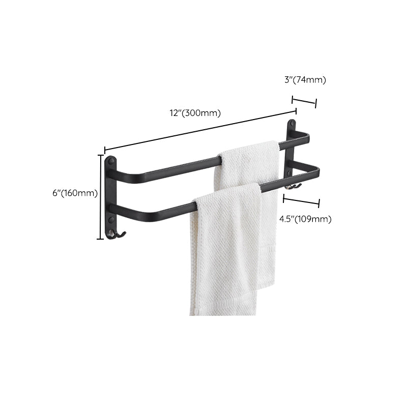 Modern Black Aluminum Bath Hardware Set Towel Bar Bathroom Hardware Clearhalo 'Bathroom Hardware Sets' 'Bathroom Hardware' 'Bathroom Remodel & Bathroom Fixtures' 'bathroom_hardware_sets' 'Home Improvement' 'home_improvement' 'home_improvement_bathroom_hardware_sets' 6587849