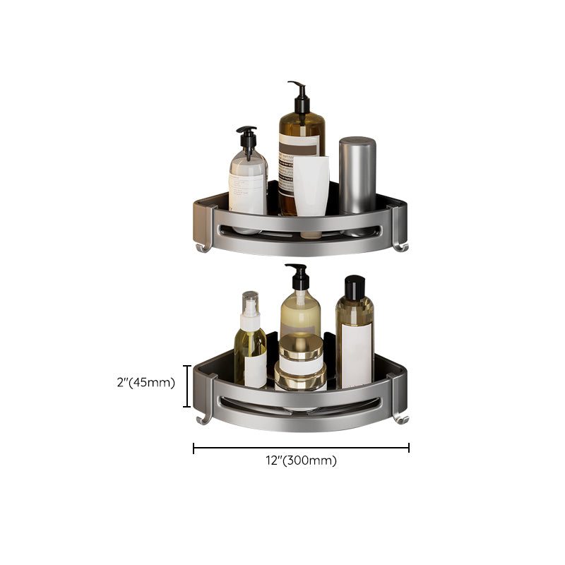 Contemporary Bathroom Accessory Kit Gray Aluminum Bath Shelf/Towel Bar/Robe Hooks Clearhalo 'Bathroom Hardware Sets' 'Bathroom Hardware' 'Bathroom Remodel & Bathroom Fixtures' 'bathroom_hardware_sets' 'Home Improvement' 'home_improvement' 'home_improvement_bathroom_hardware_sets' 6587893