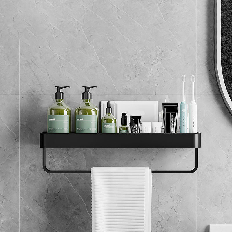 Contemporary Bathroom Accessories Hardware Set Aluminum Bath Shelf 12"L x 5"W x 5"H Black 1 Piece Clearhalo 'Bathroom Hardware Sets' 'Bathroom Hardware' 'Bathroom Remodel & Bathroom Fixtures' 'bathroom_hardware_sets' 'Home Improvement' 'home_improvement' 'home_improvement_bathroom_hardware_sets' 6587900