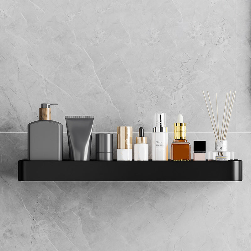 Contemporary Bathroom Accessories Hardware Set Aluminum Bath Shelf Black 1 Piece Clearhalo 'Bathroom Hardware Sets' 'Bathroom Hardware' 'Bathroom Remodel & Bathroom Fixtures' 'bathroom_hardware_sets' 'Home Improvement' 'home_improvement' 'home_improvement_bathroom_hardware_sets' 6587905