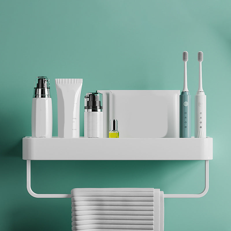 Contemporary Bathroom Accessories Hardware Set Aluminum Bath Shelf 16"L x 5"W x 5"H White 1 Piece Clearhalo 'Bathroom Hardware Sets' 'Bathroom Hardware' 'Bathroom Remodel & Bathroom Fixtures' 'bathroom_hardware_sets' 'Home Improvement' 'home_improvement' 'home_improvement_bathroom_hardware_sets' 6587917