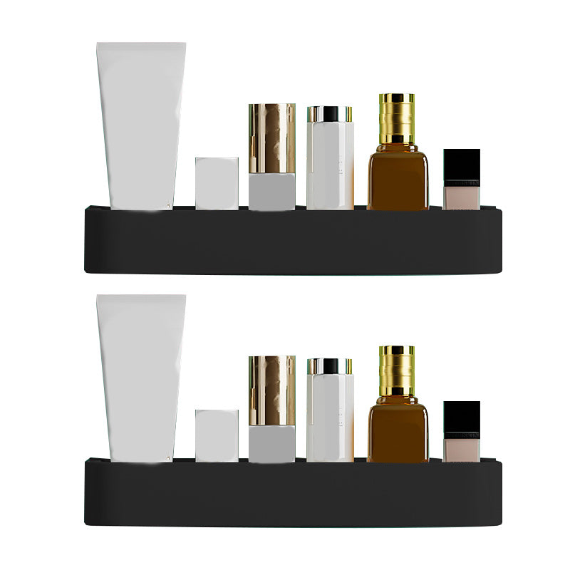 Contemporary Bathroom Accessories Hardware Set Aluminum Bath Shelf 12"L x 5"W x 2"H Black 2 Piece Set Clearhalo 'Bathroom Hardware Sets' 'Bathroom Hardware' 'Bathroom Remodel & Bathroom Fixtures' 'bathroom_hardware_sets' 'Home Improvement' 'home_improvement' 'home_improvement_bathroom_hardware_sets' 6587927