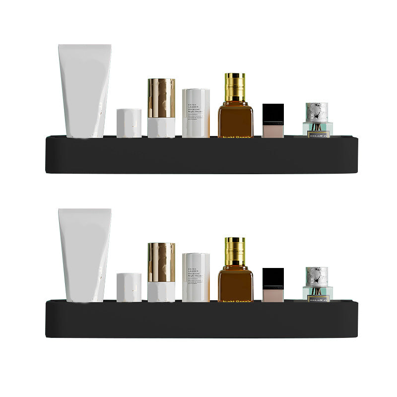 Contemporary Bathroom Accessories Hardware Set Aluminum Bath Shelf 16"L x 5"W x 2"H Black 2 Piece Set Clearhalo 'Bathroom Hardware Sets' 'Bathroom Hardware' 'Bathroom Remodel & Bathroom Fixtures' 'bathroom_hardware_sets' 'Home Improvement' 'home_improvement' 'home_improvement_bathroom_hardware_sets' 6587929