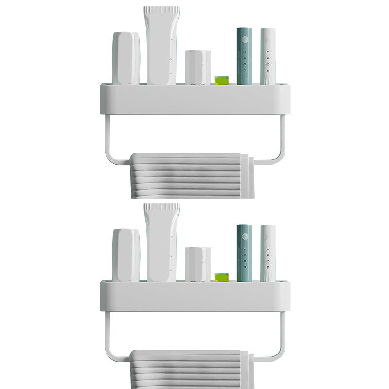 Contemporary Bathroom Accessories Hardware Set Aluminum Bath Shelf 12"L x 5"W x 5"H White 2 Piece Set Clearhalo 'Bathroom Hardware Sets' 'Bathroom Hardware' 'Bathroom Remodel & Bathroom Fixtures' 'bathroom_hardware_sets' 'Home Improvement' 'home_improvement' 'home_improvement_bathroom_hardware_sets' 6587934