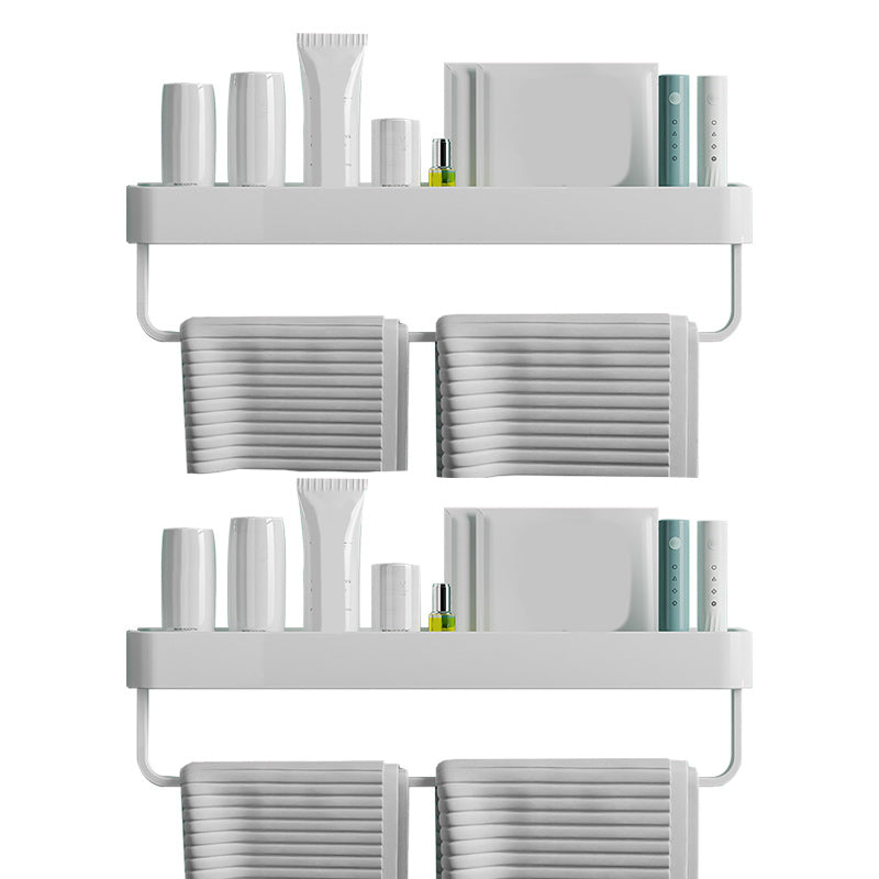 Contemporary Bathroom Accessories Hardware Set Aluminum Bath Shelf 20"L x 5"W x 5"H White 2 Piece Set Clearhalo 'Bathroom Hardware Sets' 'Bathroom Hardware' 'Bathroom Remodel & Bathroom Fixtures' 'bathroom_hardware_sets' 'Home Improvement' 'home_improvement' 'home_improvement_bathroom_hardware_sets' 6587937