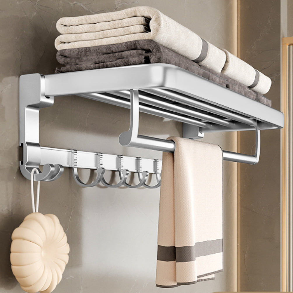 Traditional Bath Shelf Bathroom Accessories Hardware Set Stainless Steel Bathroom Set Silver Clearhalo 'Bathroom Hardware Sets' 'Bathroom Hardware' 'Bathroom Remodel & Bathroom Fixtures' 'bathroom_hardware_sets' 'Home Improvement' 'home_improvement' 'home_improvement_bathroom_hardware_sets' 6587949