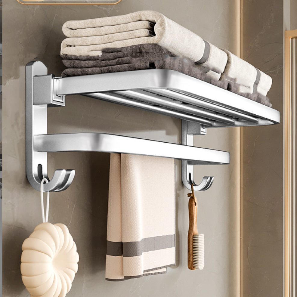 Traditional Bath Shelf Bathroom Accessories Hardware Set Stainless Steel Bathroom Set Silver Clearhalo 'Bathroom Hardware Sets' 'Bathroom Hardware' 'Bathroom Remodel & Bathroom Fixtures' 'bathroom_hardware_sets' 'Home Improvement' 'home_improvement' 'home_improvement_bathroom_hardware_sets' 6587953