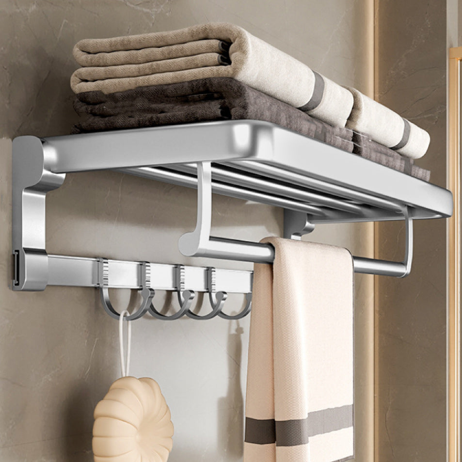 Traditional Bath Shelf Bathroom Accessories Hardware Set Stainless Steel Bathroom Set Stainless Steel Clearhalo 'Bathroom Hardware Sets' 'Bathroom Hardware' 'Bathroom Remodel & Bathroom Fixtures' 'bathroom_hardware_sets' 'Home Improvement' 'home_improvement' 'home_improvement_bathroom_hardware_sets' 6587957