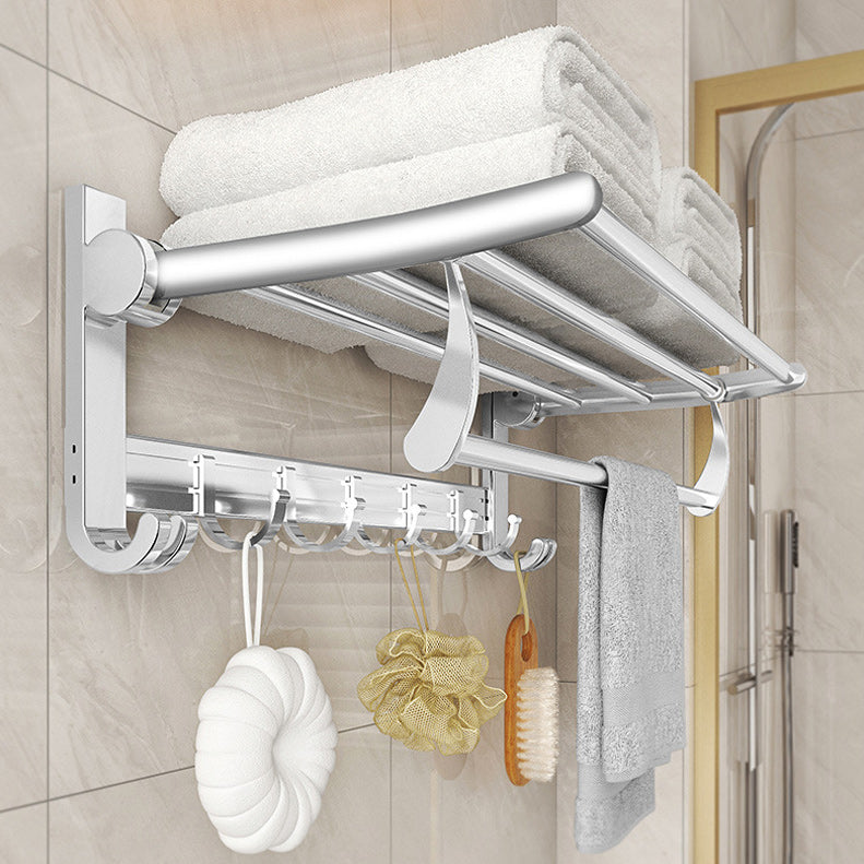 Traditional Bath Shelf Bathroom Accessories Hardware Set Stainless Steel Bathroom Set Light Silver Clearhalo 'Bathroom Hardware Sets' 'Bathroom Hardware' 'Bathroom Remodel & Bathroom Fixtures' 'bathroom_hardware_sets' 'Home Improvement' 'home_improvement' 'home_improvement_bathroom_hardware_sets' 6587969