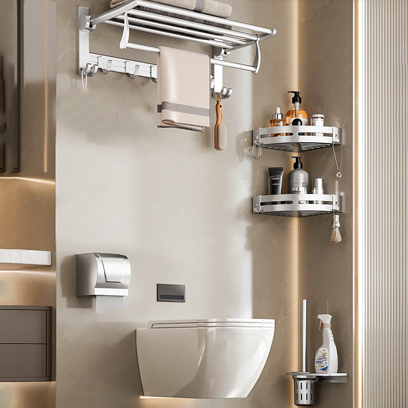 Traditional Bath Shelf Bathroom Accessories Hardware Set Stainless Steel Bathroom Set Light Silver 5-Piece Set (Toilet Brush) Clearhalo 'Bathroom Hardware Sets' 'Bathroom Hardware' 'Bathroom Remodel & Bathroom Fixtures' 'bathroom_hardware_sets' 'Home Improvement' 'home_improvement' 'home_improvement_bathroom_hardware_sets' 6587971