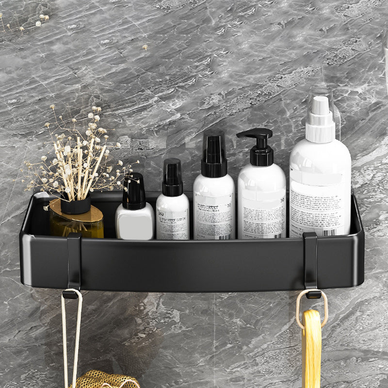 Modern Black and White Metal Bath Hardware Set Bath Shelf Bathroom Hardware Set Black 1 Piece Square Bath Shelf Clearhalo 'Bathroom Hardware Sets' 'Bathroom Hardware' 'Bathroom Remodel & Bathroom Fixtures' 'bathroom_hardware_sets' 'Home Improvement' 'home_improvement' 'home_improvement_bathroom_hardware_sets' 6588000