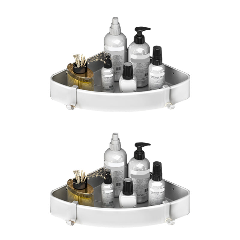 Modern Black and White Metal Bath Hardware Set Bath Shelf Bathroom Hardware Set White 2 Piece Set Triangular Bath Shelf Clearhalo 'Bathroom Hardware Sets' 'Bathroom Hardware' 'Bathroom Remodel & Bathroom Fixtures' 'bathroom_hardware_sets' 'Home Improvement' 'home_improvement' 'home_improvement_bathroom_hardware_sets' 6588021