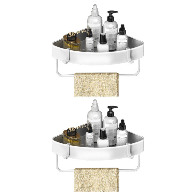 Modern Black and White Metal Bath Hardware Set Bath Shelf Bathroom Hardware Set White 2 Piece Set TriangleBath Shelf (with Bar) Clearhalo 'Bathroom Hardware Sets' 'Bathroom Hardware' 'Bathroom Remodel & Bathroom Fixtures' 'bathroom_hardware_sets' 'Home Improvement' 'home_improvement' 'home_improvement_bathroom_hardware_sets' 6588025