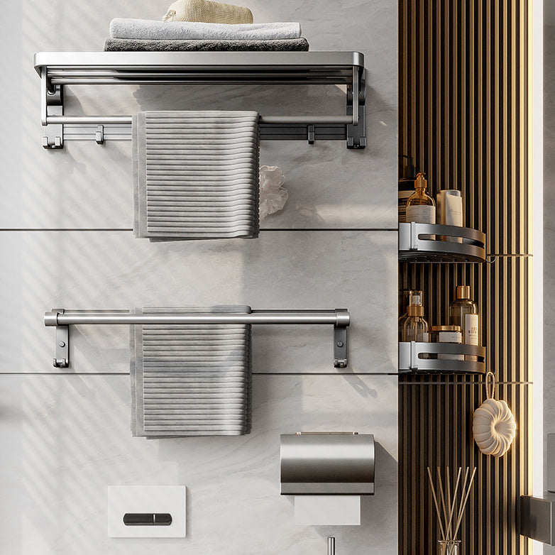 Gray Aluminum Bathroom Accessory Set Contemporary Bath Shelf Clearhalo 'Bathroom Hardware Sets' 'Bathroom Hardware' 'Bathroom Remodel & Bathroom Fixtures' 'bathroom_hardware_sets' 'Home Improvement' 'home_improvement' 'home_improvement_bathroom_hardware_sets' 6588037