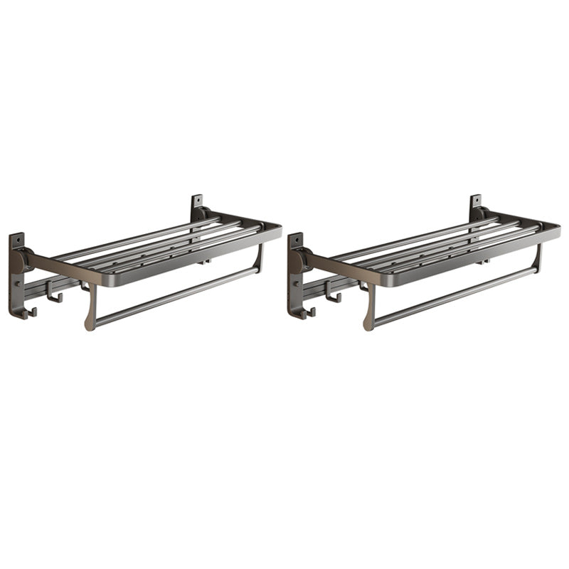 Gray Aluminum Bathroom Accessory Set Contemporary Bath Shelf 2 Piece Set Clearhalo 'Bathroom Hardware Sets' 'Bathroom Hardware' 'Bathroom Remodel & Bathroom Fixtures' 'bathroom_hardware_sets' 'Home Improvement' 'home_improvement' 'home_improvement_bathroom_hardware_sets' 6588051