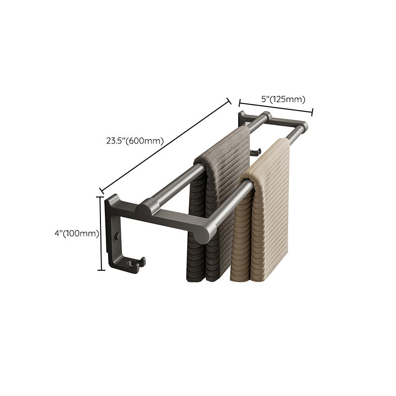 Gray Aluminum Bathroom Accessory Set Contemporary Bath Shelf Clearhalo 'Bathroom Hardware Sets' 'Bathroom Hardware' 'Bathroom Remodel & Bathroom Fixtures' 'bathroom_hardware_sets' 'Home Improvement' 'home_improvement' 'home_improvement_bathroom_hardware_sets' 6588061