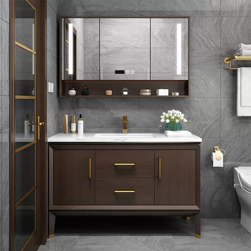 Bathroom Vanity Set Single Sink LED Mirror Sink Vanity with Faucet Vanity & Faucet & Mirror Cabinet Clearhalo 'Bathroom Remodel & Bathroom Fixtures' 'Bathroom Vanities' 'bathroom_vanities' 'Home Improvement' 'home_improvement' 'home_improvement_bathroom_vanities' 6588149