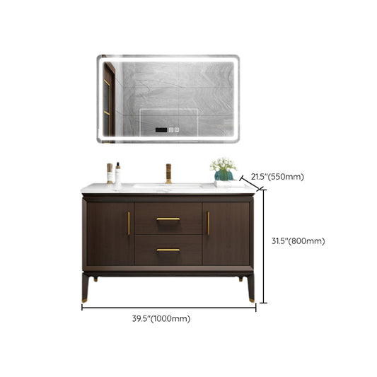 Bathroom Vanity Set Single Sink LED Mirror Sink Vanity with Faucet Clearhalo 'Bathroom Remodel & Bathroom Fixtures' 'Bathroom Vanities' 'bathroom_vanities' 'Home Improvement' 'home_improvement' 'home_improvement_bathroom_vanities' 6588158